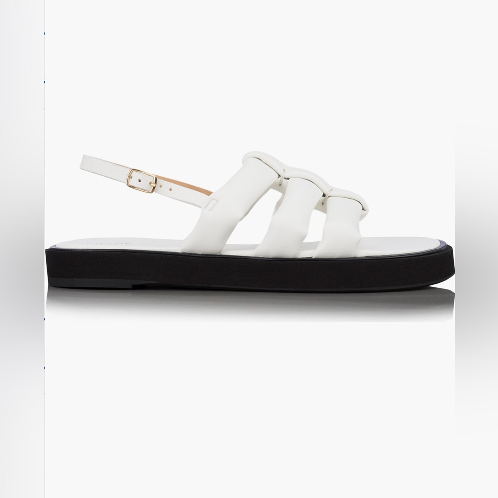Frame puffy White Sandals with Black Sole